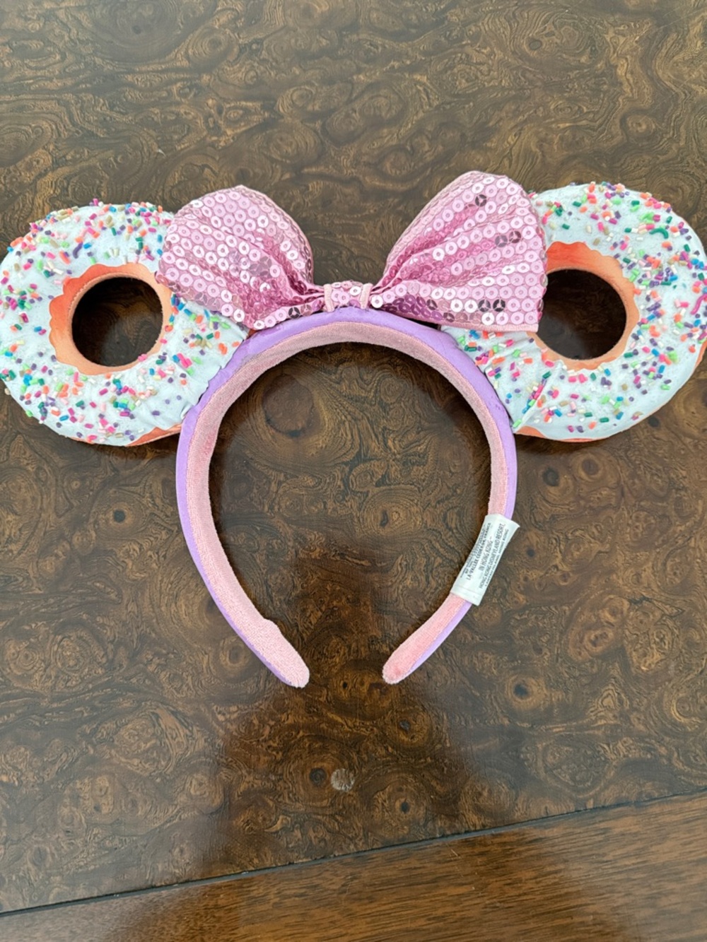 Disney Pink & Peach Donut Ear Headband with Sequin Bow